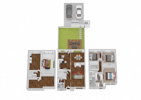 Floor plan for 3 beds, 2.5 baths, 2062 sqft